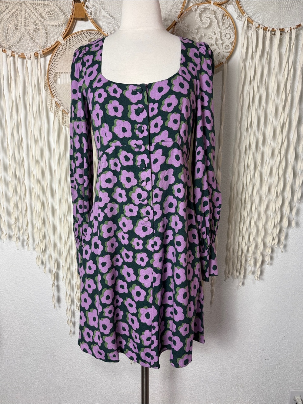 Kate Spade Flaire Flora Fluid Mini Dress in Lilac and Green Floral Print Size 2